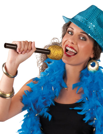 Micro de chanteur pour adulte doré à paillettes