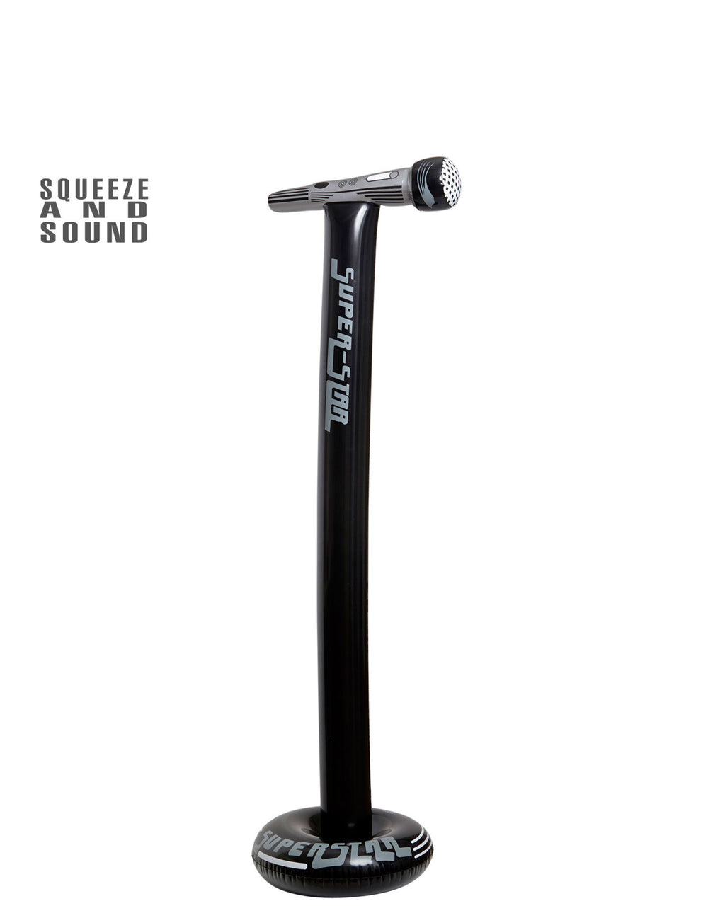 Micro sur pied gonflable superstar pour adulte noir et gris avec effet sonore