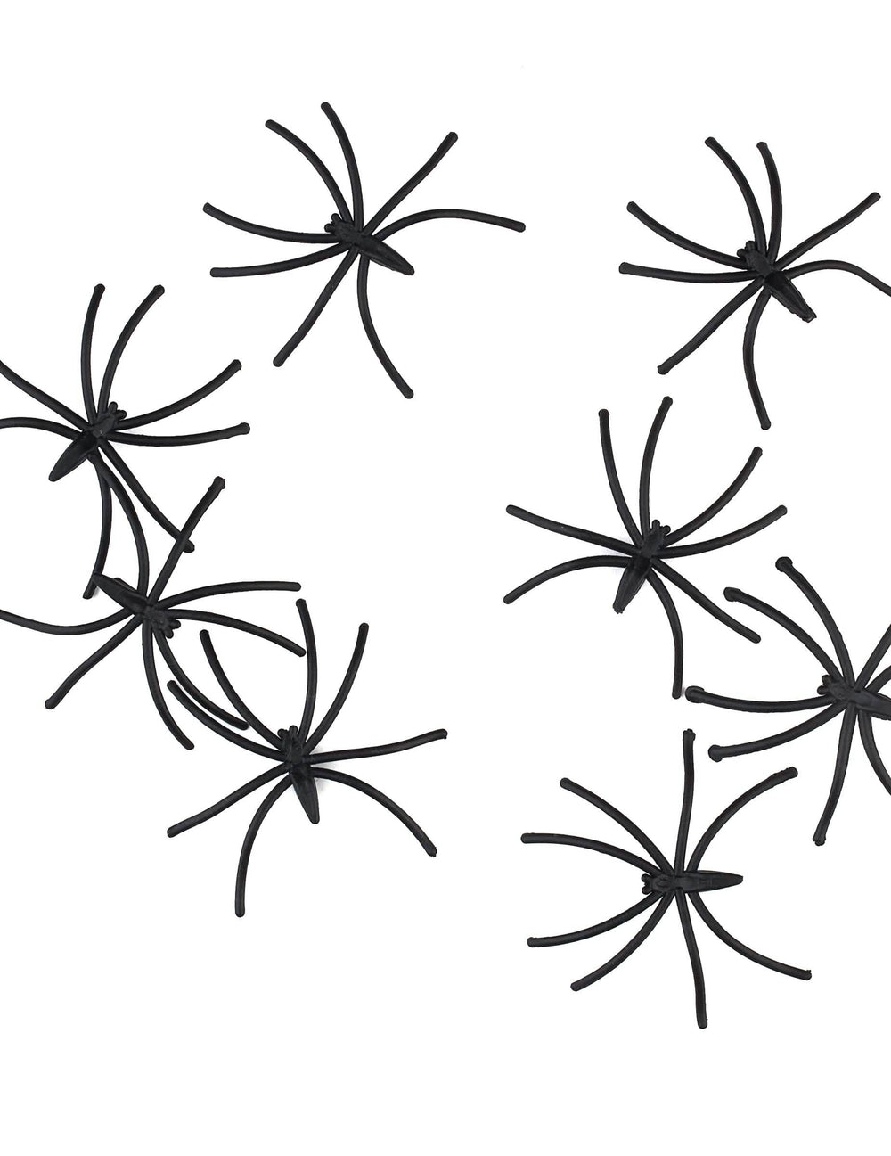 Vue rapprochée des mini araignées décoratives noires en plastique