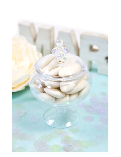 Мини пластмасова чинийка за бонбони 7 x 10 cm на стойка с капак