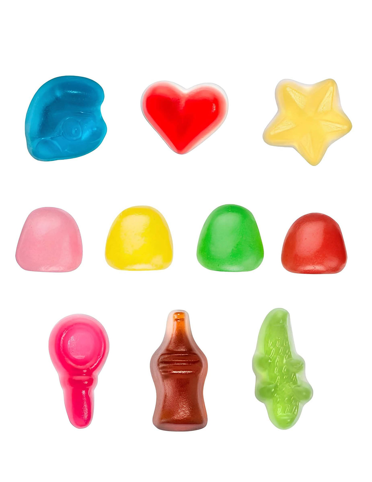 Детайли за различните форми на бонбони в мини пакетчето бонбони Haribo Happy Life