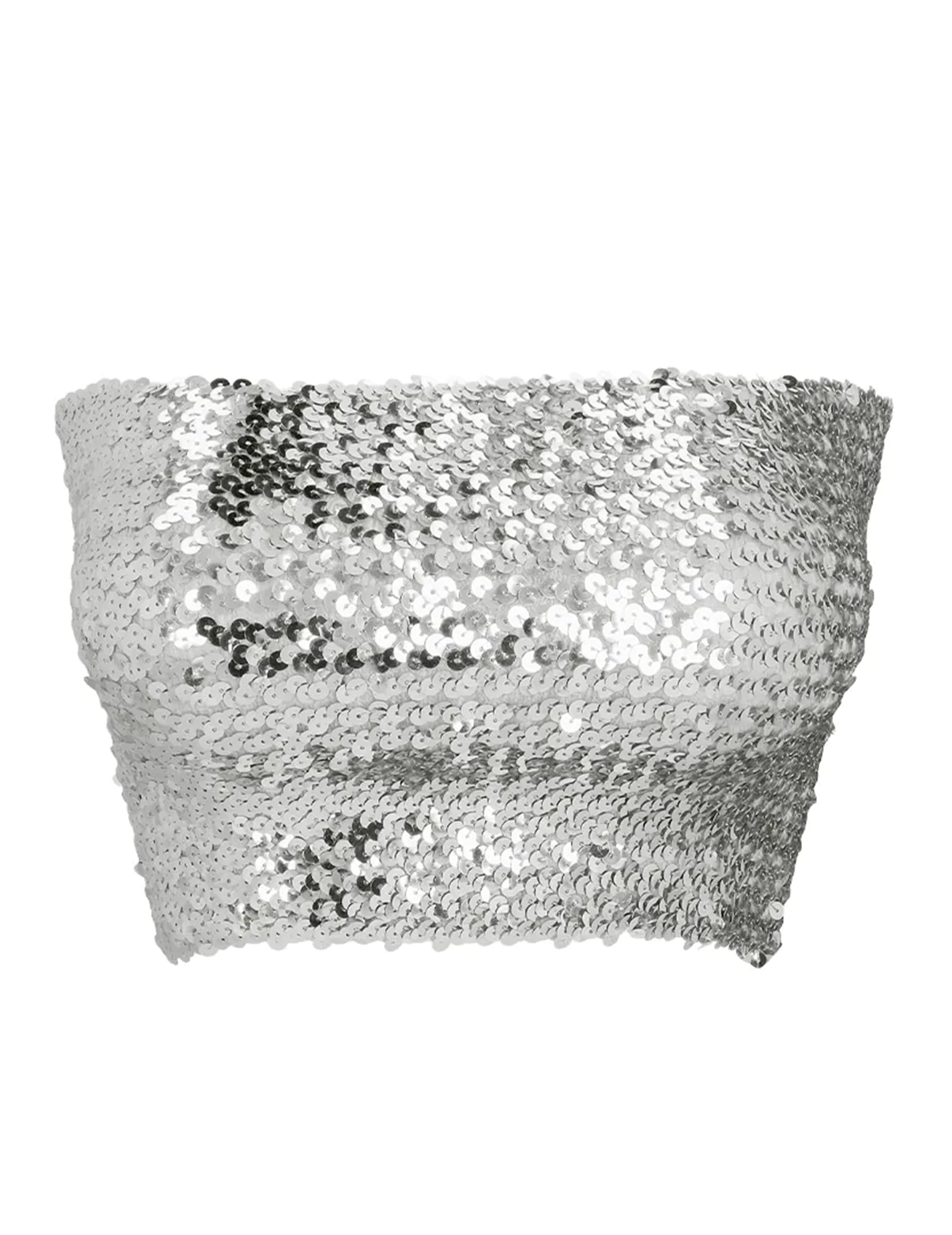 Gros plan sur les sequins du mini top à sequins pour femme