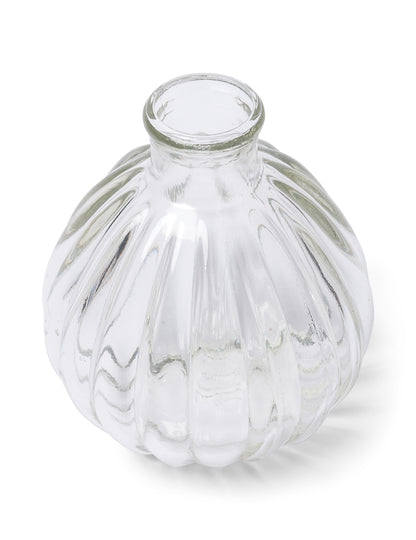 Mini vase rétro en verre ondulé transparent