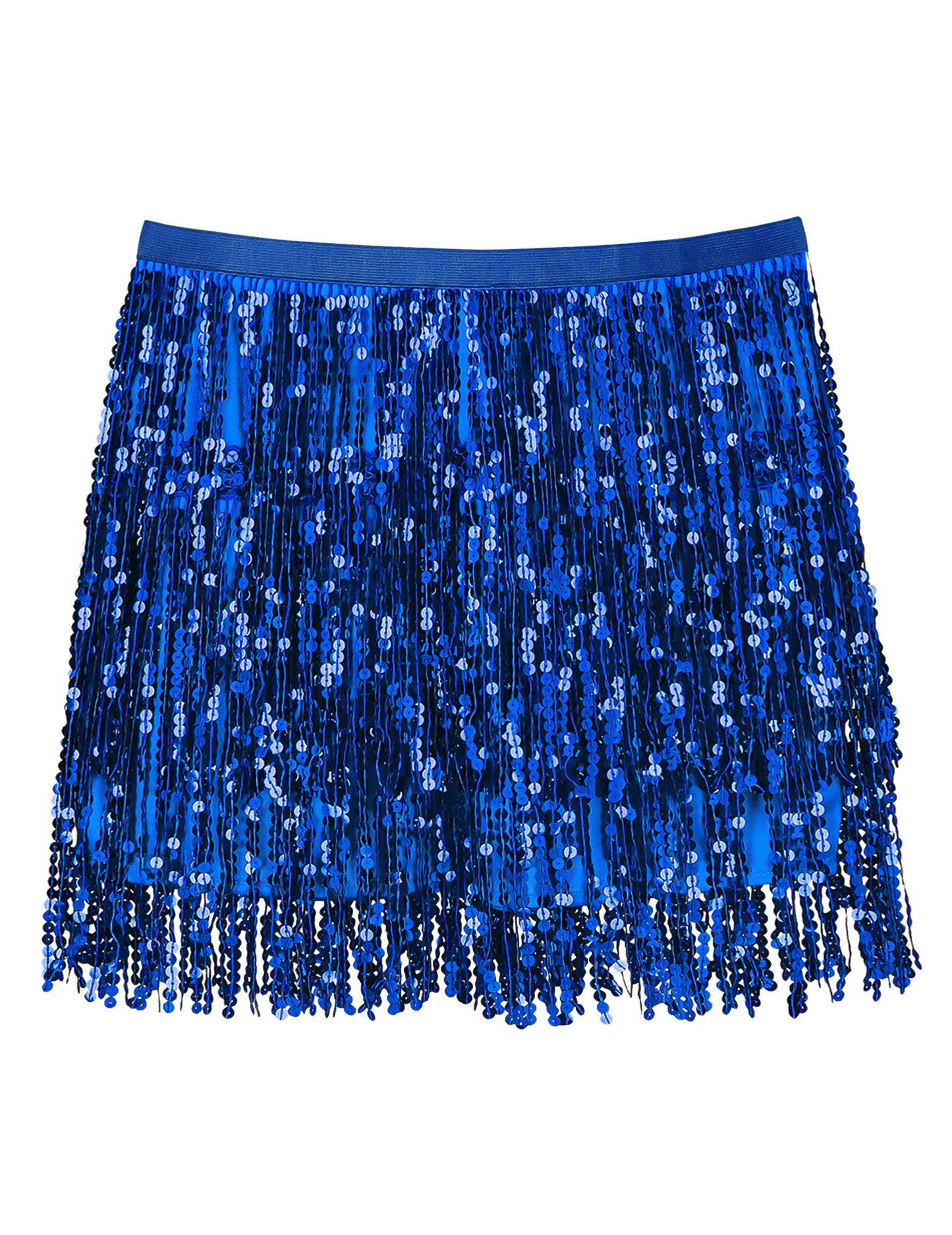 Синя мини пола с пайети за жени 
