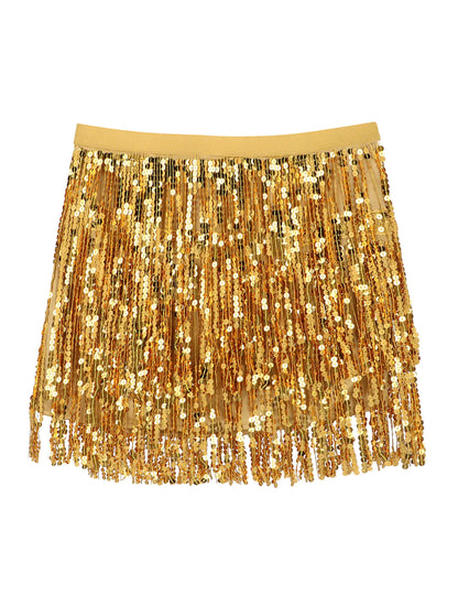 Златна минипола с пайети за жени 