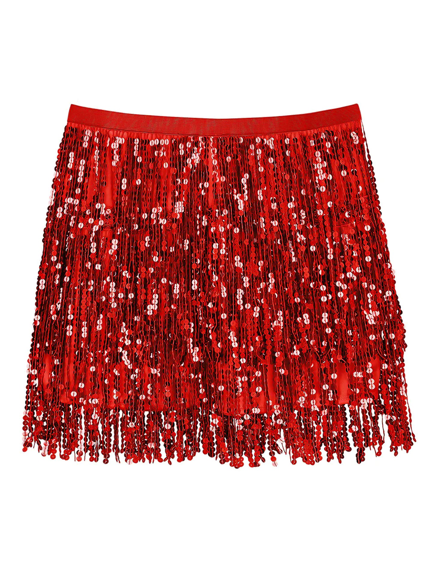 Дамска червена мини пола с пайети 