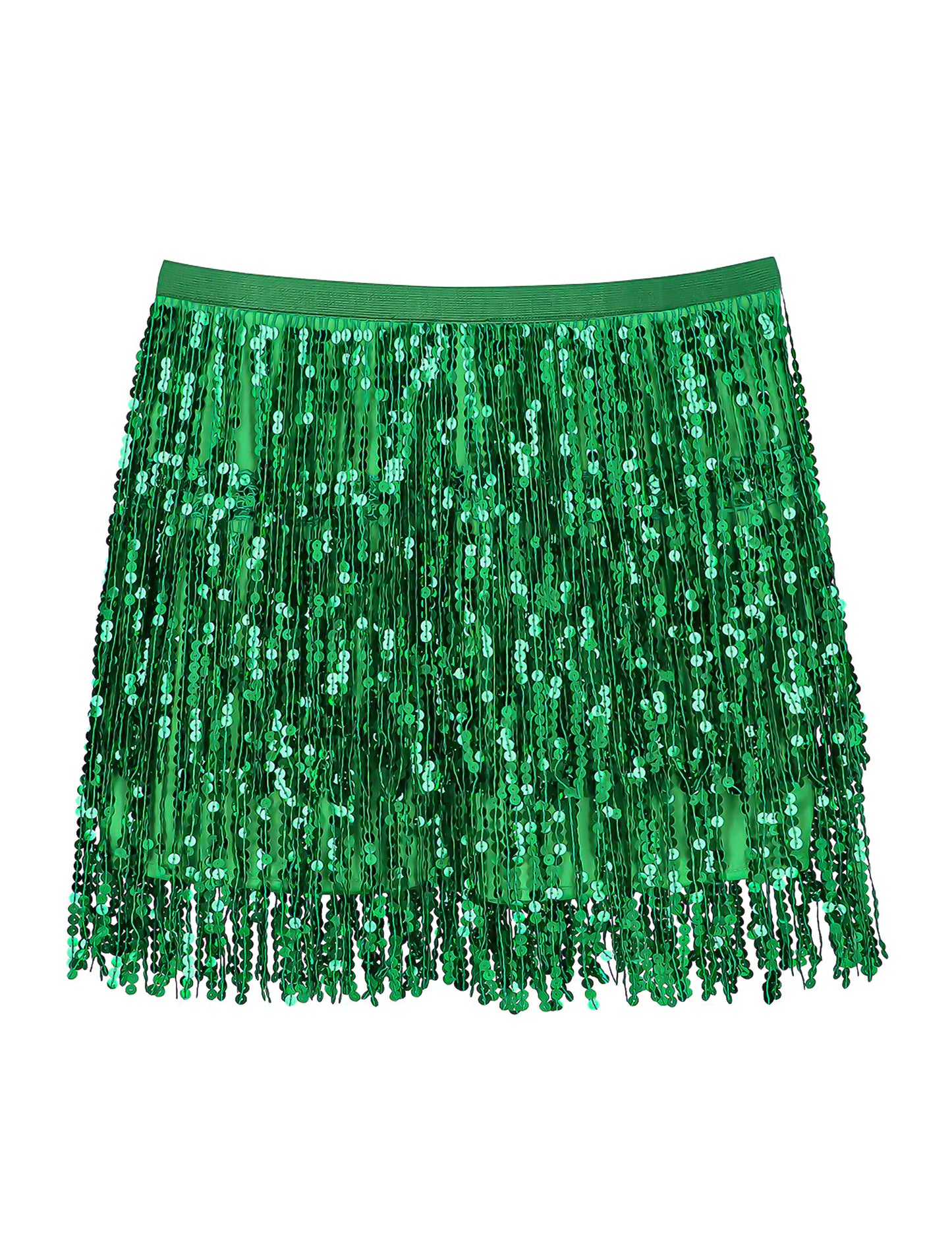 Зелена мини пола с пайети за жени 
