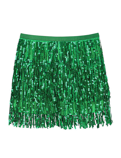 Зелена мини пола с пайети за жени 
