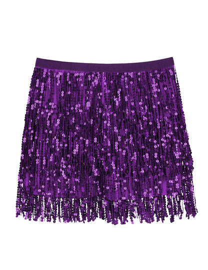 Дамска лилава мини пола с пайети 