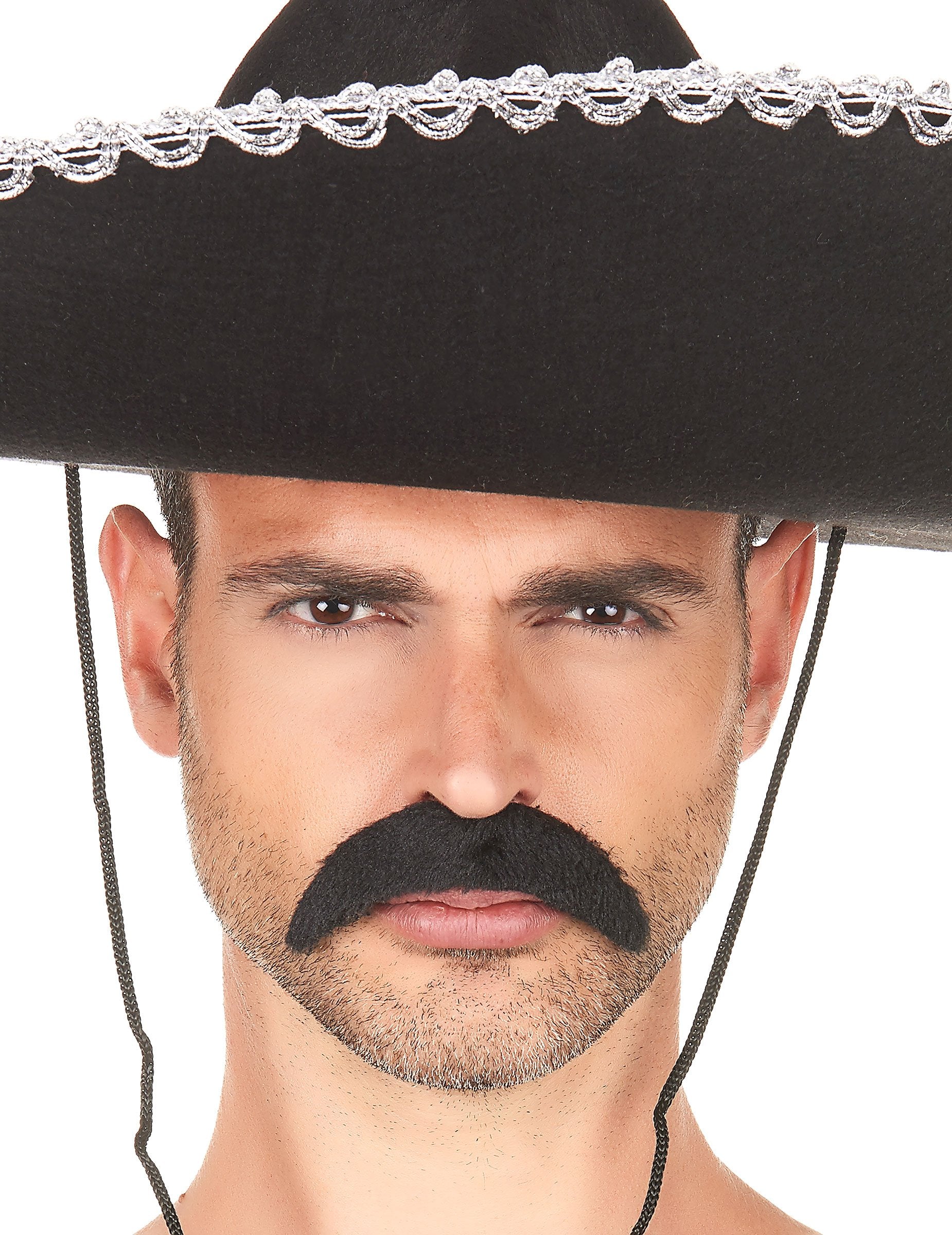 Moustache noire pour adulte épaisse style mexicain