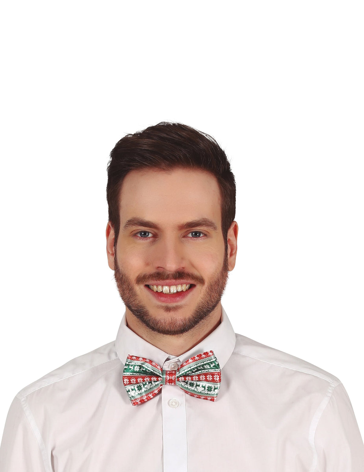 Nœud papillon motifs de Noël pour adulte rouge et vert à motifs de flocons et rennes