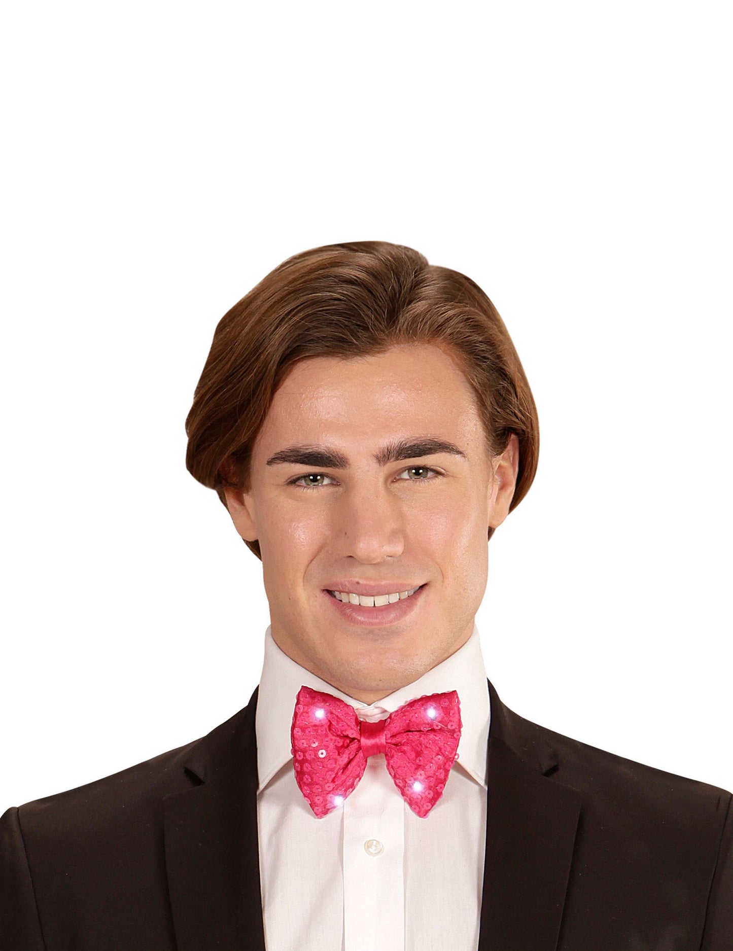 Розов възел на пеперуда с пайети за възрастни и LED мига