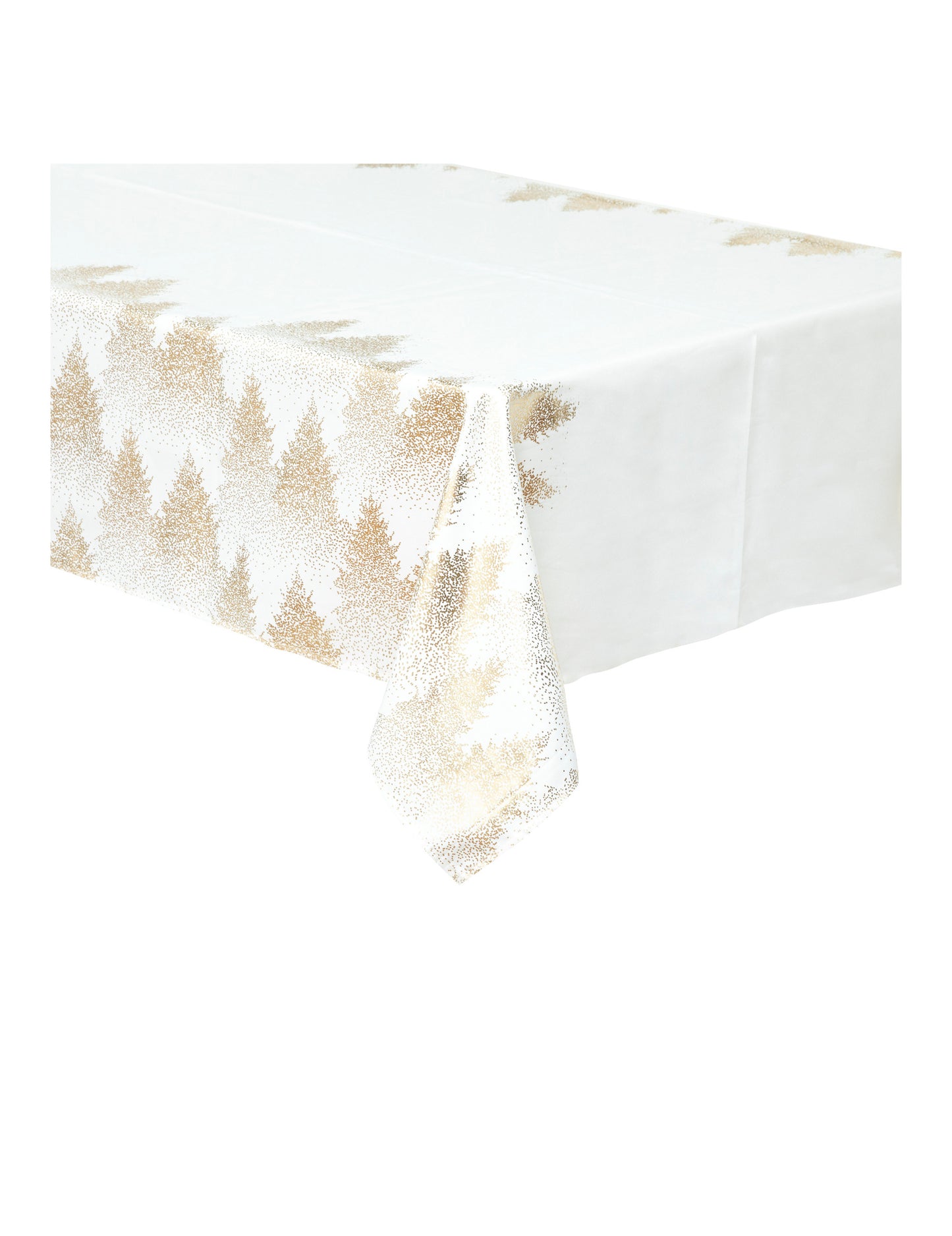 Покривка за маса с бяла и златна флокирана ела, 140 x 240 cm полиестер