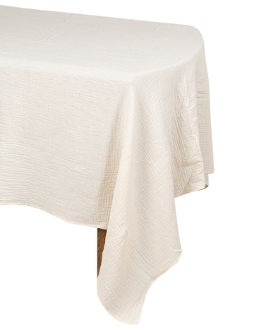 Кремава покривка за маса от памучен мръсен материал 130 x 240 cm бохемски стил