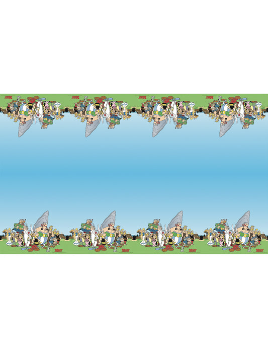 Nappe en papier Astérix pour fête bleu ciel avec personnages gaulois