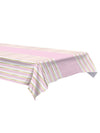 Nappe en plastique à rayures rose blanche et dorée