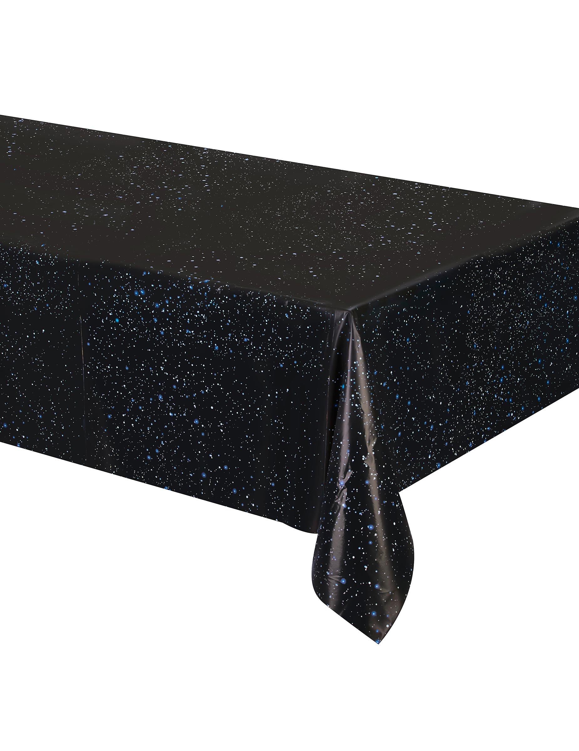 Nappe en plastique espace pour anniversaire noire avec motif ciel étoilé