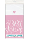 Nappe en plastique baby shower pour fille rose avec motifs cœurs
