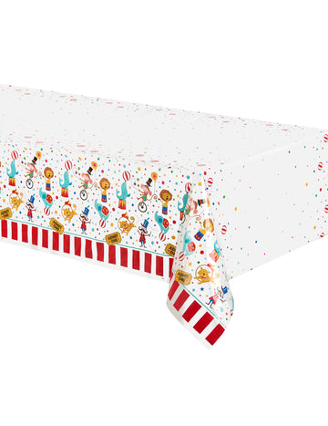 Nappe en plastique cirque 137 x 213 cm animaux et rayures