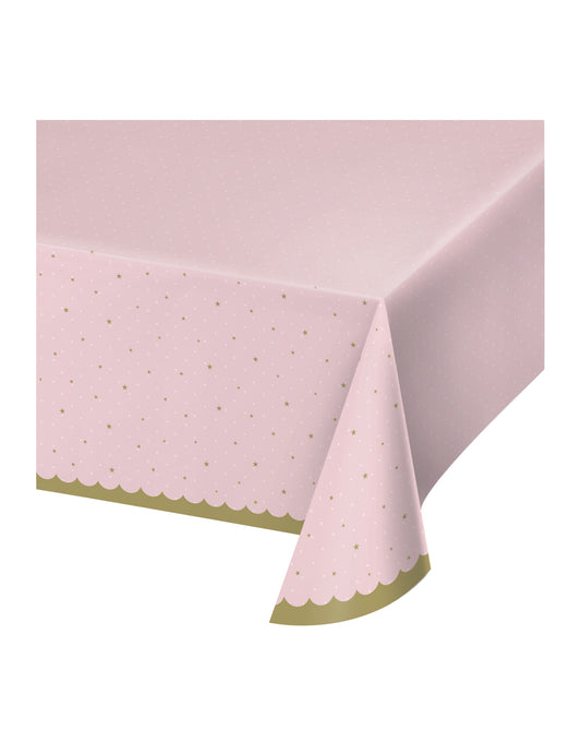 Nappe en plastique cygne royal rose à étoiles dorées