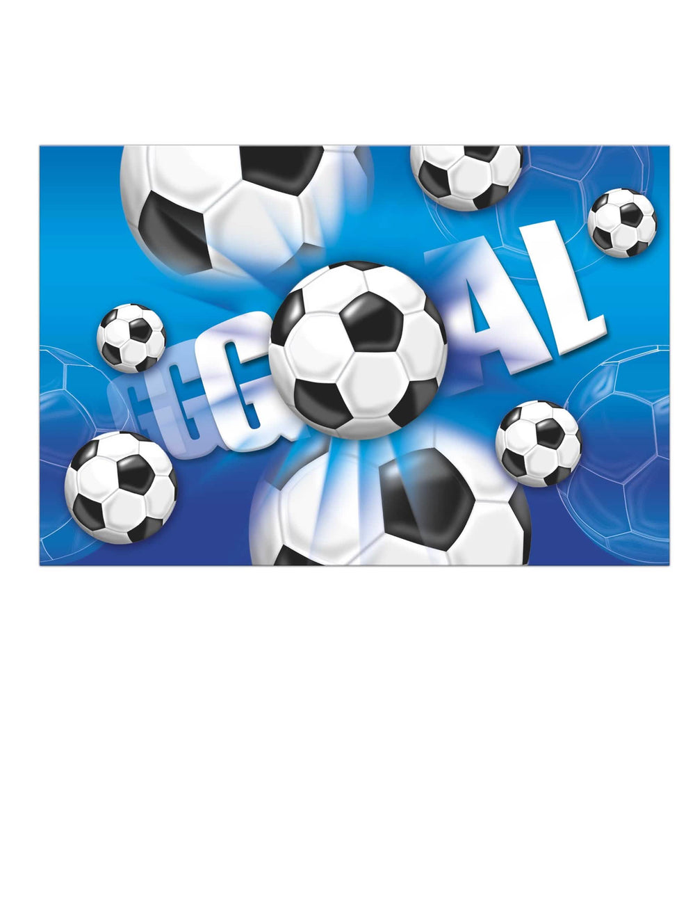 Пластмасова покривка за маса football goal синя с футболни балони и надпис Goal