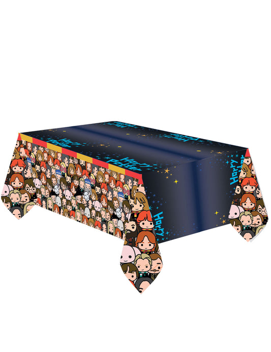 Nappe en plastique kawaii Harry Potter pour fête bleu marine avec personnages