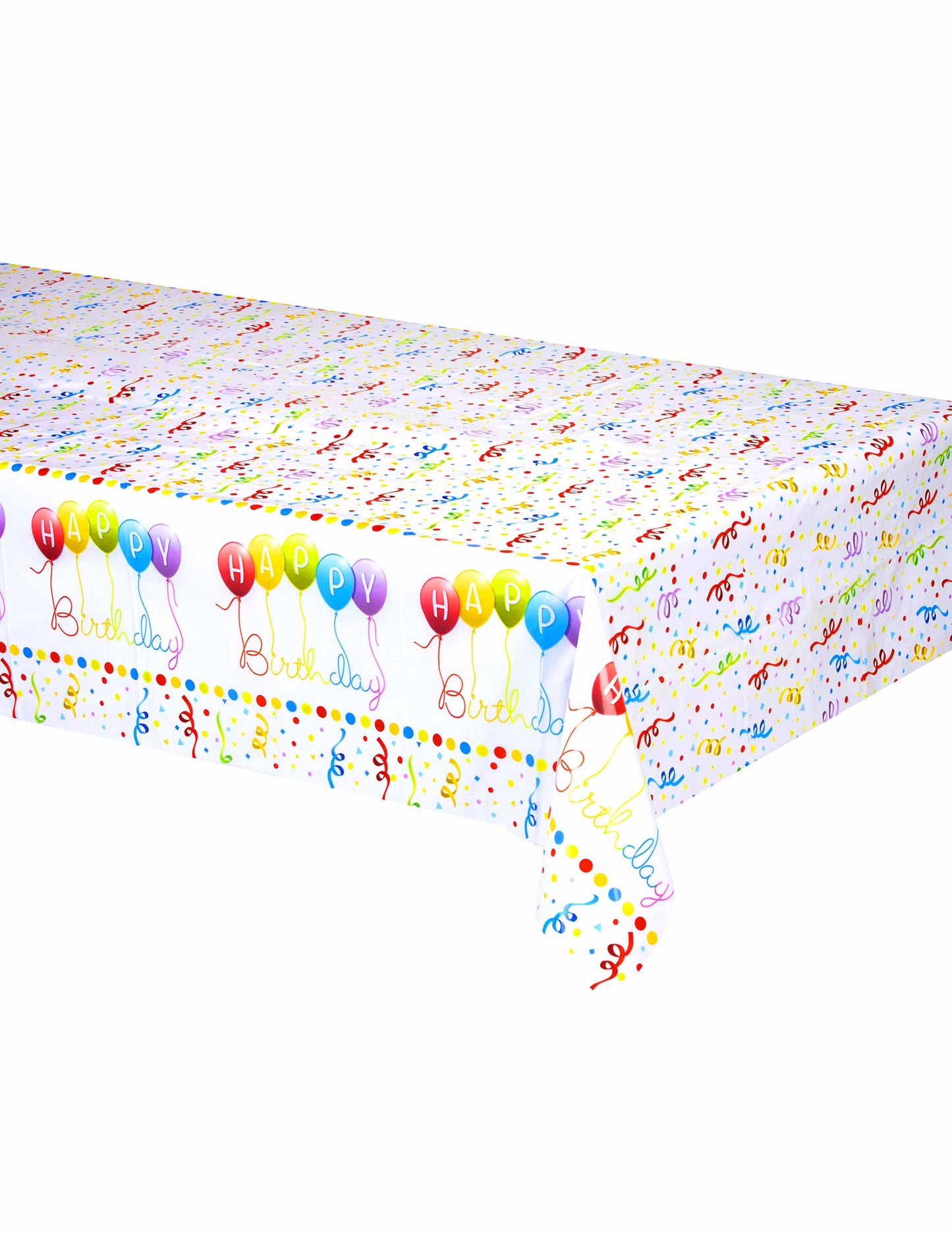 Пластмасова покривка Happy Birthday 120 x 180 cm с конфети и балони 