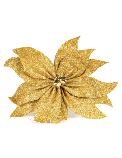 Панделка от коледна звезда със златни брокатени камбанки 20 cm за маса