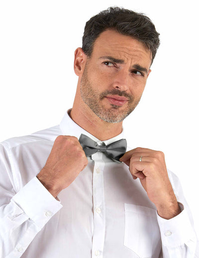 Noeud papillon argent pour adulte argenté satiné