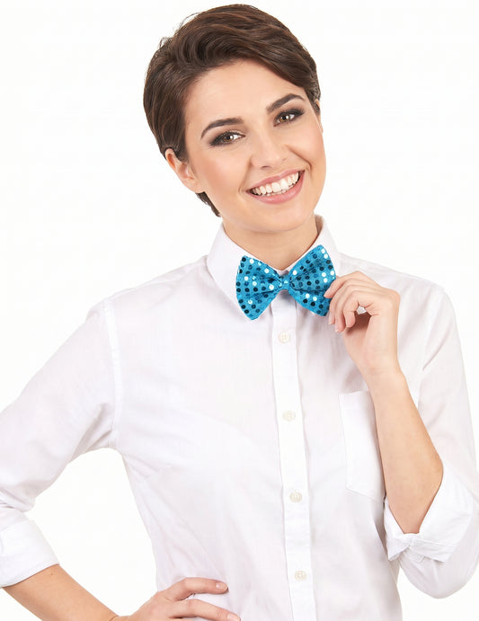 Noeud papillon bleu clair avec sequins adulte