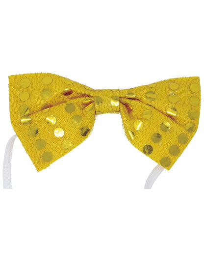 Vue à plat du noeud papillon à sequins pour adulte doré