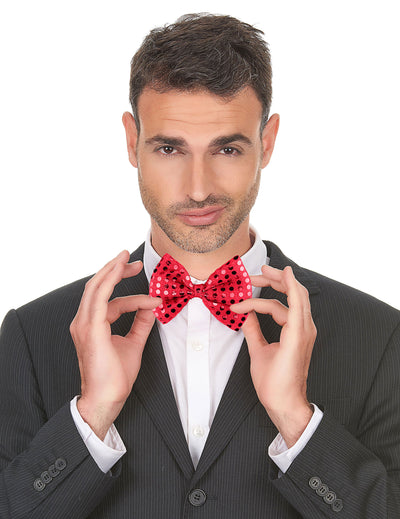 Noeud papillon avec sequins pour adulte rouge
