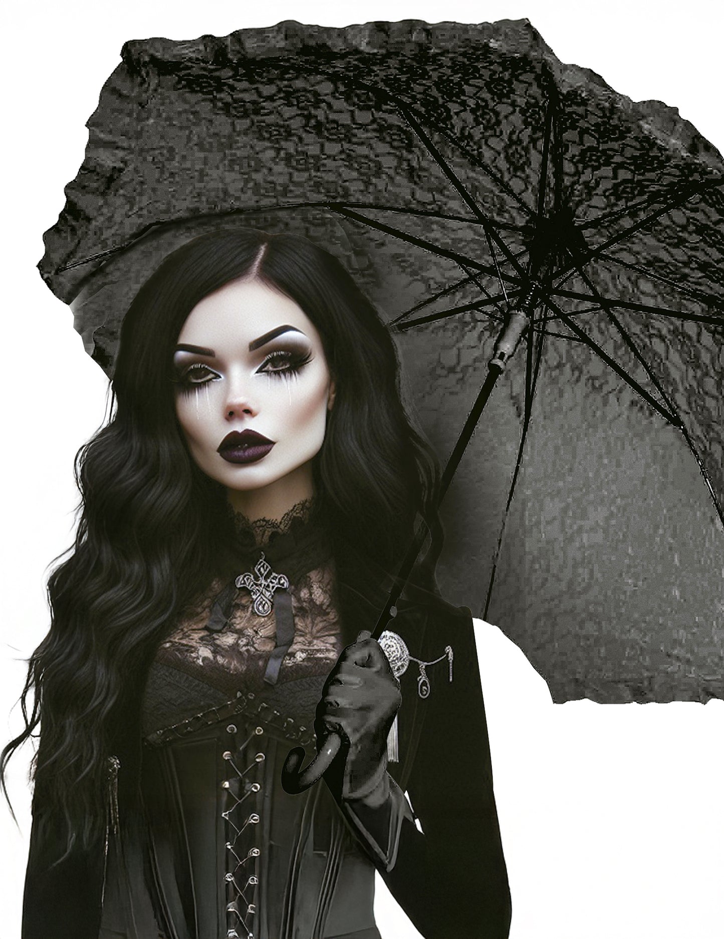 Готически черен чадър 