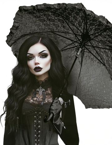 Готически черен чадър 