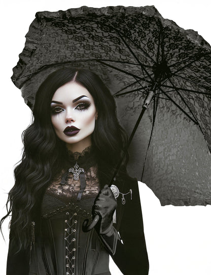 Готически черен чадър 