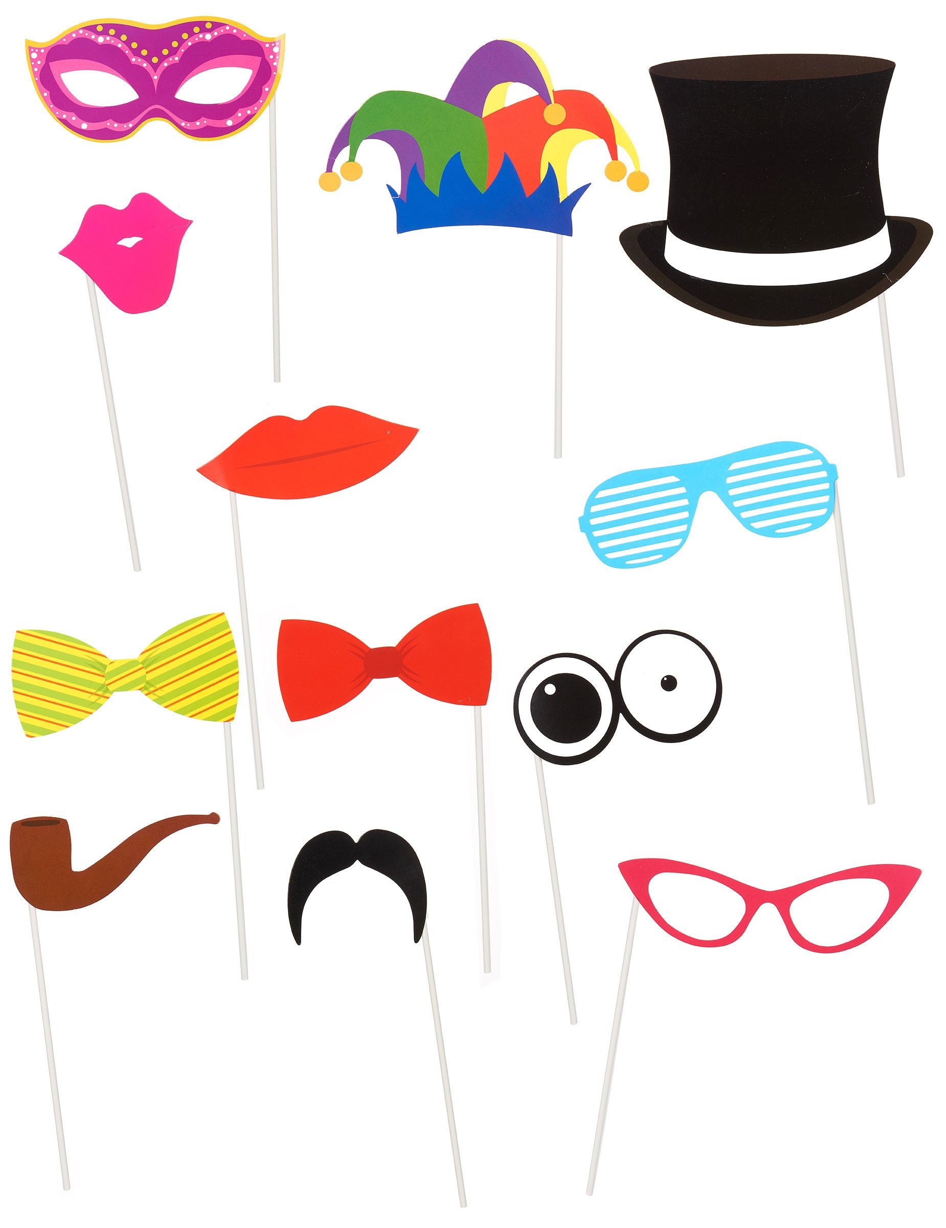 Kit photobooth festif pour adulte et enfant 12 pièces multicolores
