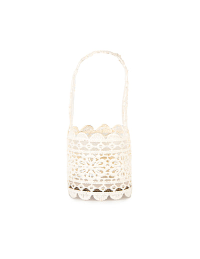 Panier dentelle pour mariage ivoire avec anse