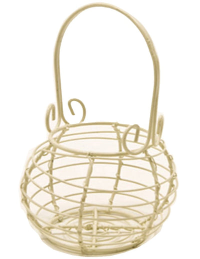 Panier jardinier métal pour décoration de fête ivoire