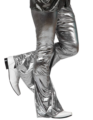 Мъжки сребърни холографски диско панталони