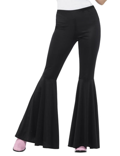 Pantalon pattes d'éléphant disco pour femme noir