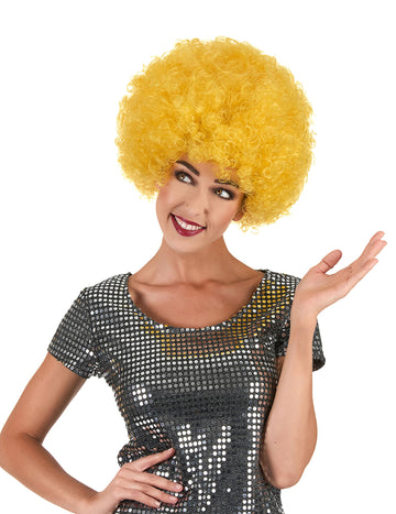 Perruque de clown pour adulte jaune confort style afro