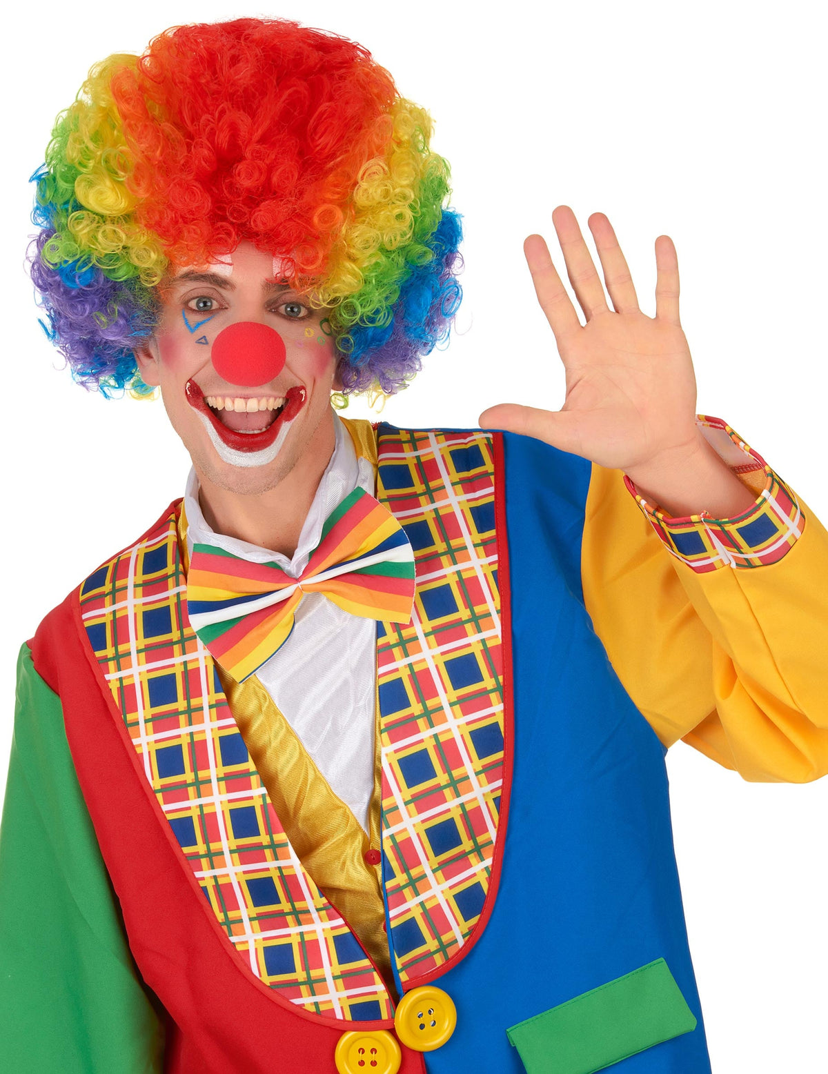 Mise en situation avec maquillage de la perruque de clown pour adulte