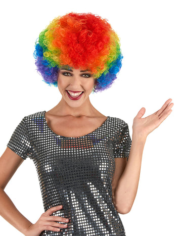 Perruque de clown pour adulte multicolore confort