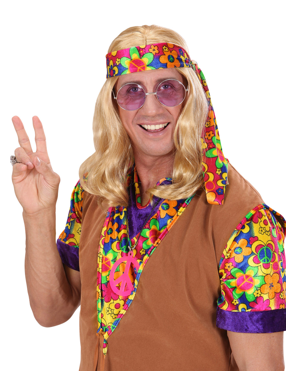 Perruque hippie pour adulte blonde