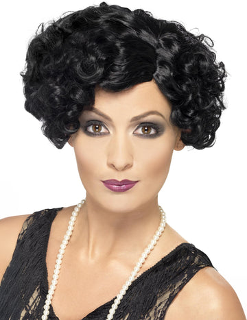 Черна гофрирана перука за кабари за жени
