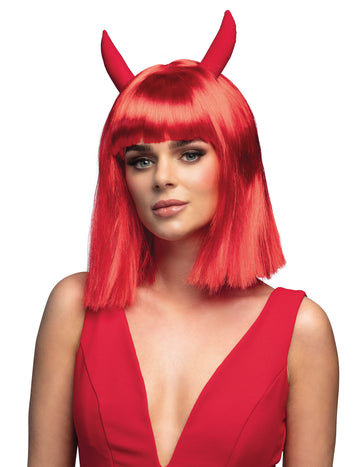 Квадратна перука с възрастни дяволски рога