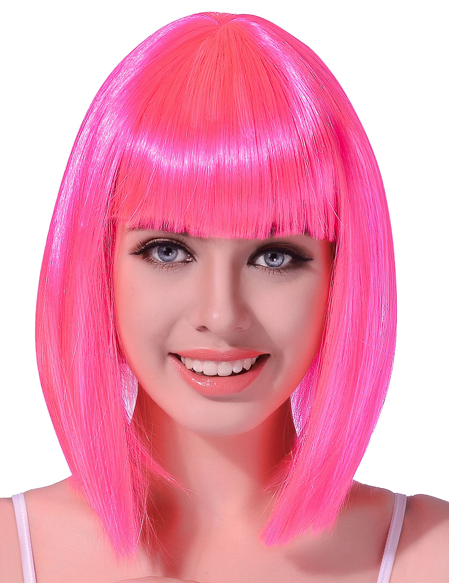 Розова флуоресцентна перука с къса дължина за жени