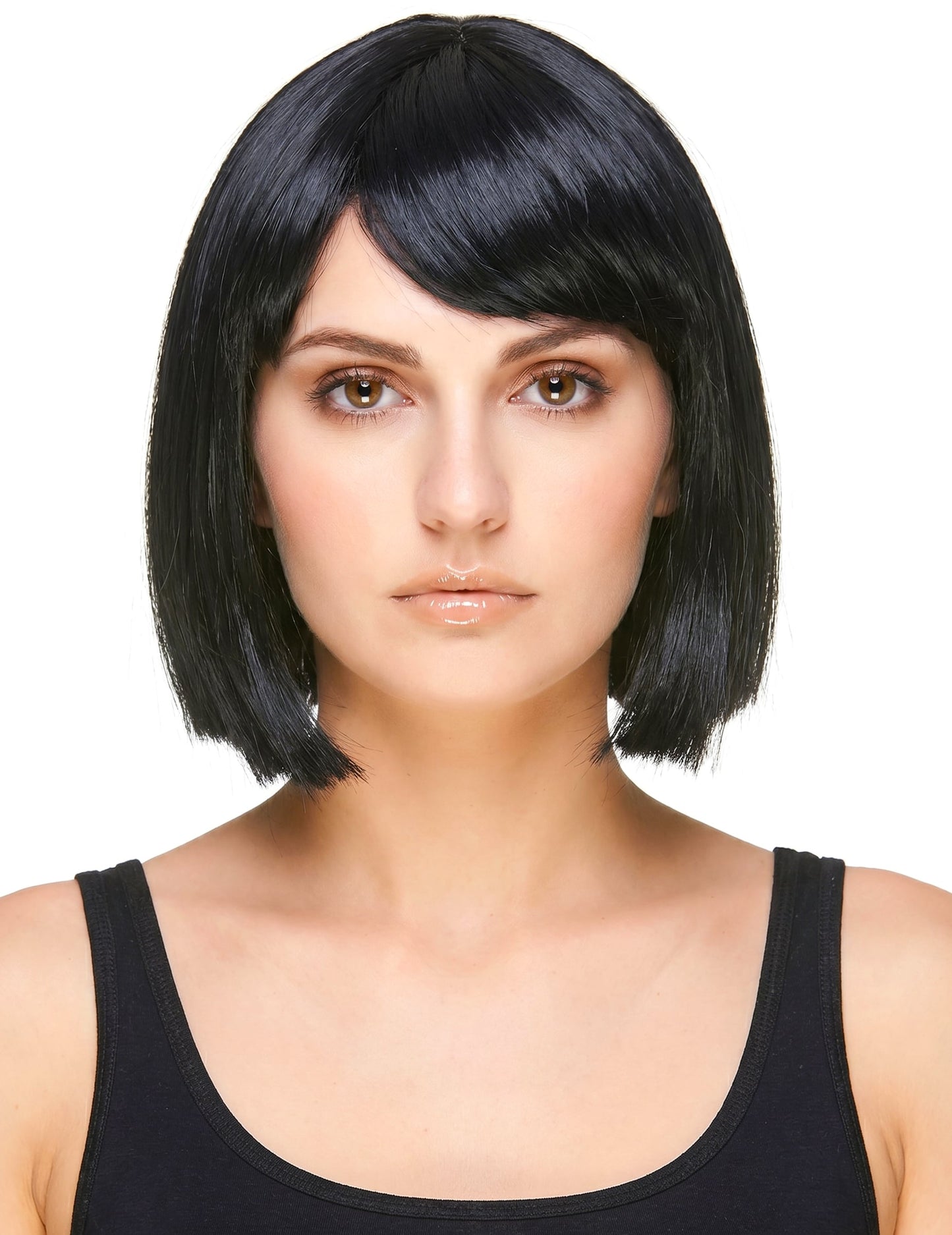 Perruque carré noire à frange femme