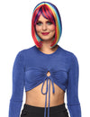 Perruque carrée longue avec mèches multicolores pour femme arc-en-ciel