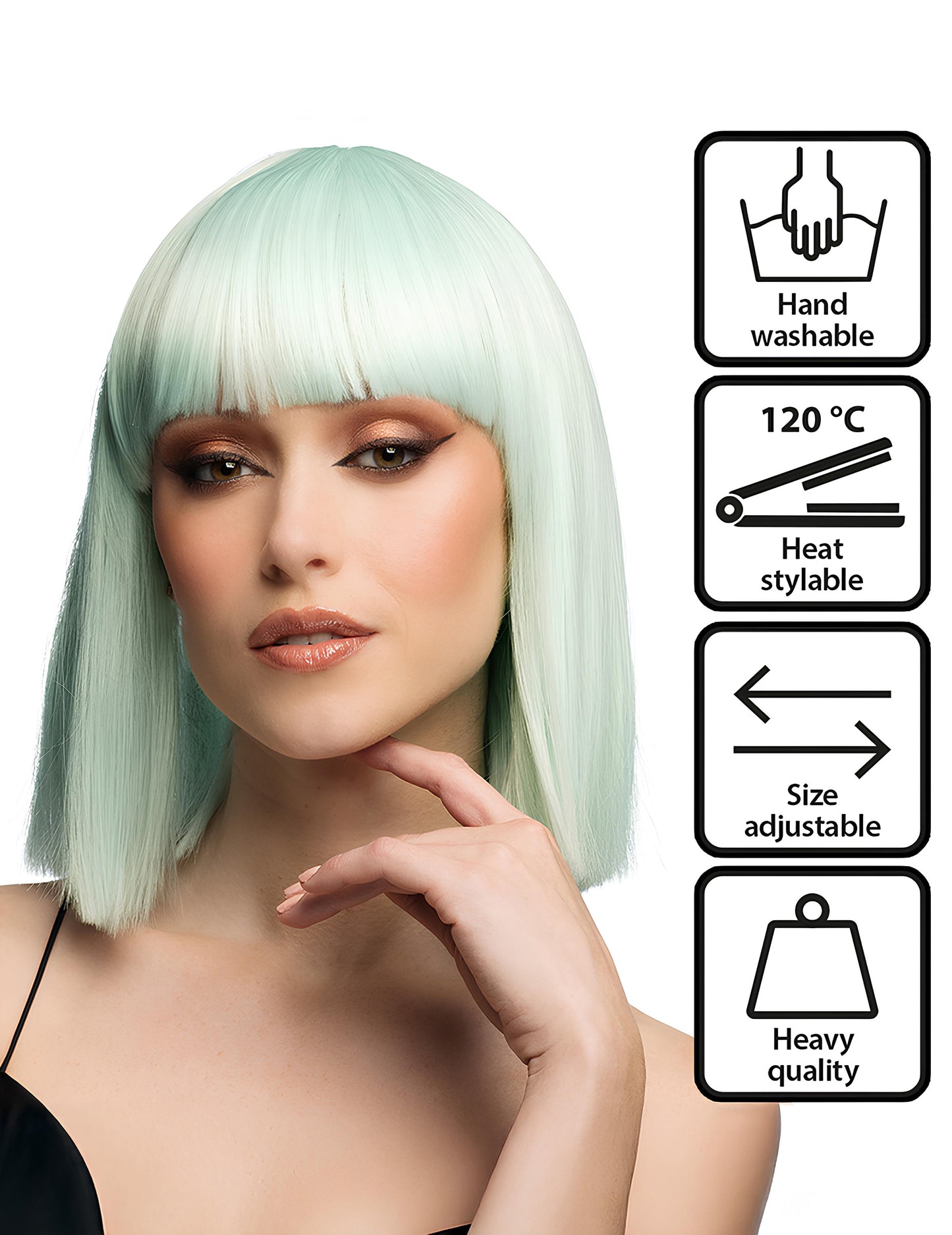 Луксозна пастелно ментова перука каре за възрастни 